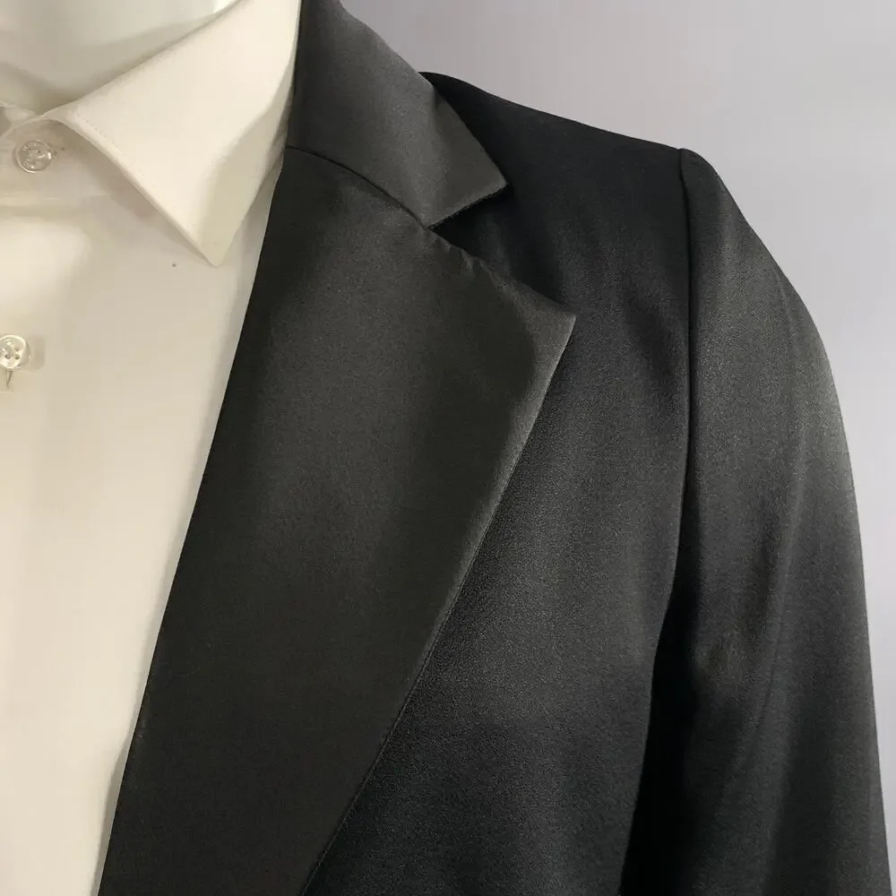 JOSEPH Chest Size 42 Black Solid Viscose Blend Notch Lapel 34 30 Tuxedo